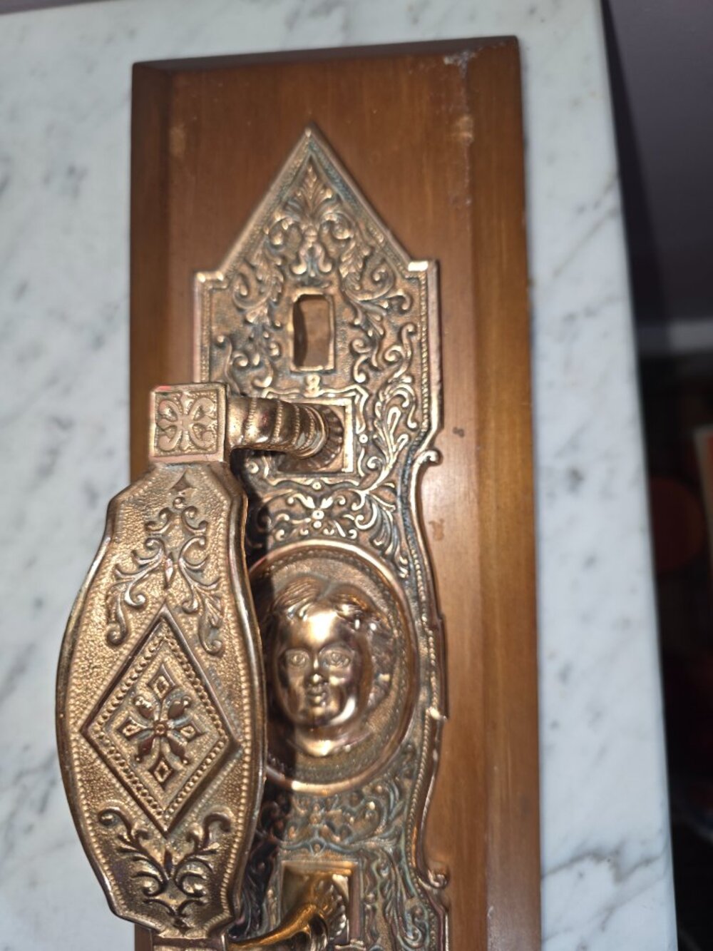 Vintage Victorian Ornate Brass Cherub Door Hardware Architectural Wall Decor - Picture 5 of 10